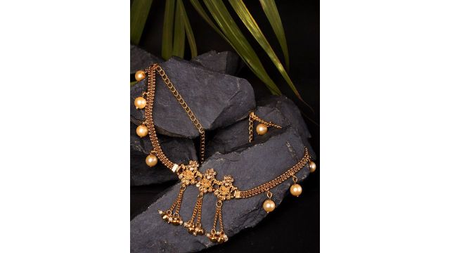 Saraf RS Jewellery Gold-Plated Kemp Stone Studded Kamarbandh
