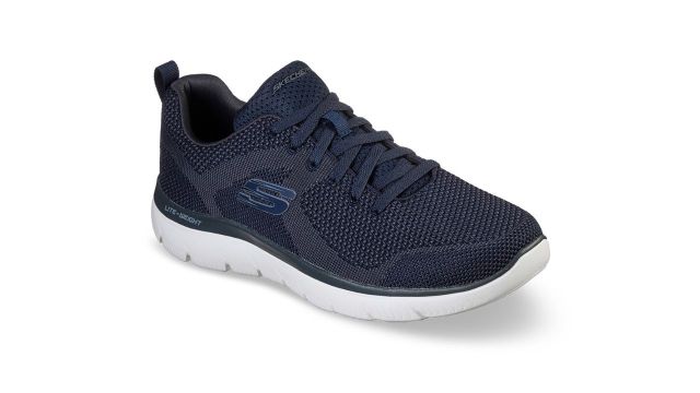 SkechersMen Navy Blue Woven Design Sneakers