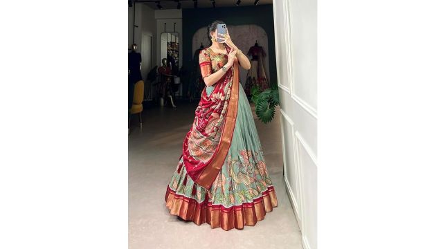 Snazzy Stitch Women's Tussar Silk Lehenga Choli