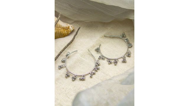 TEEJH Silver-Toned Contemporary Hoop Earrings