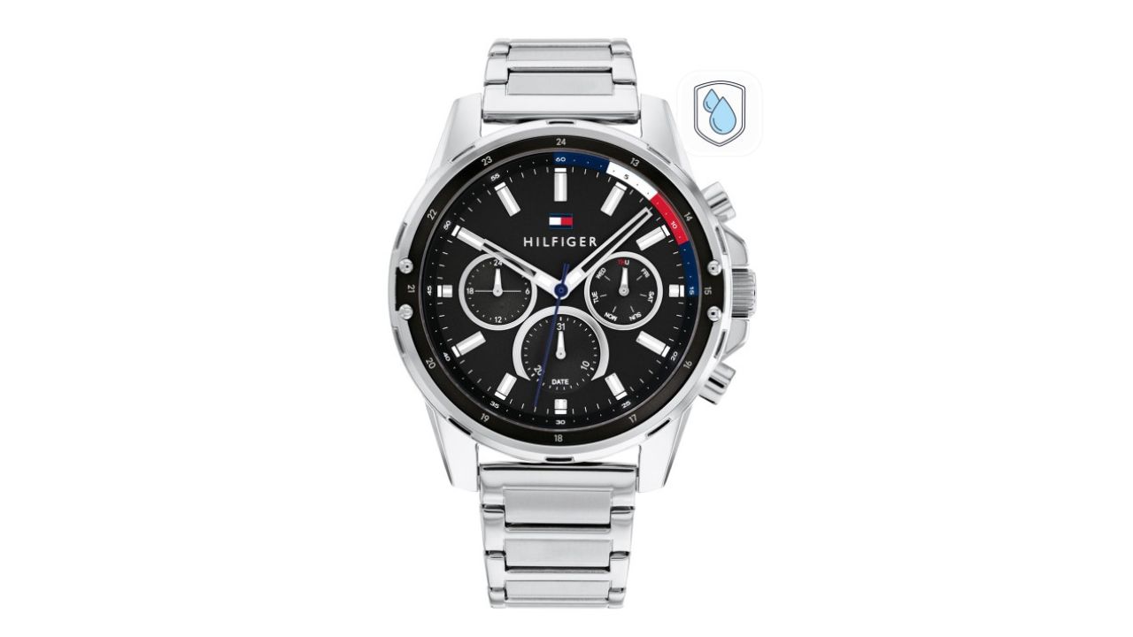 Tommy Hilfiger Men Black Dial & Silver Toned Stainless Steel Analogue Watch TH1791936W