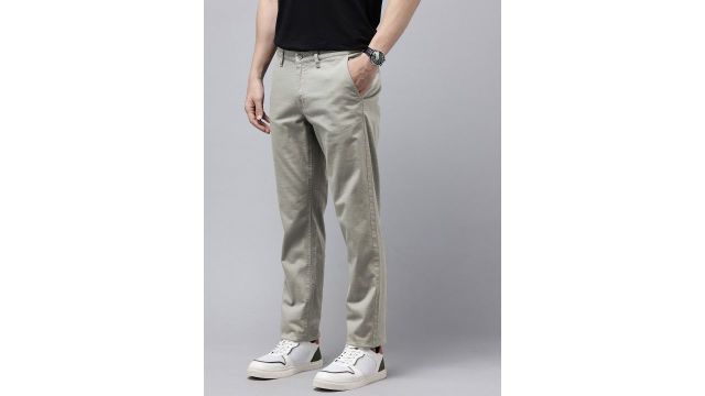 Van Heusen Men Printed Slim Fit Chinos Trousers