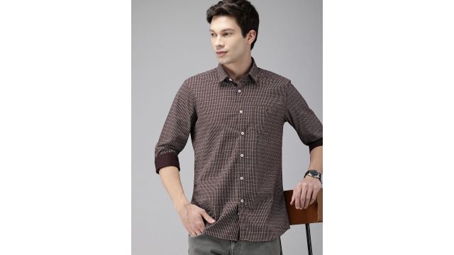 Van Heusen Sport Pure Cotton Slim Fit Opaque Printed Casual Shirt