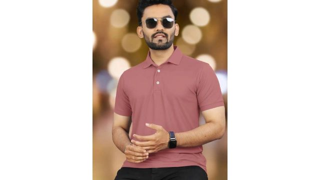 VeBNoR Men Solid Polo Neck Polyester Pink T-Shirt