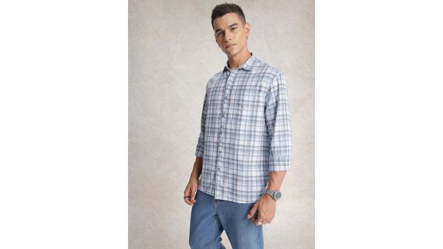 WROGN Comfort Fit Checked Pure Cotton Casual Shirt
