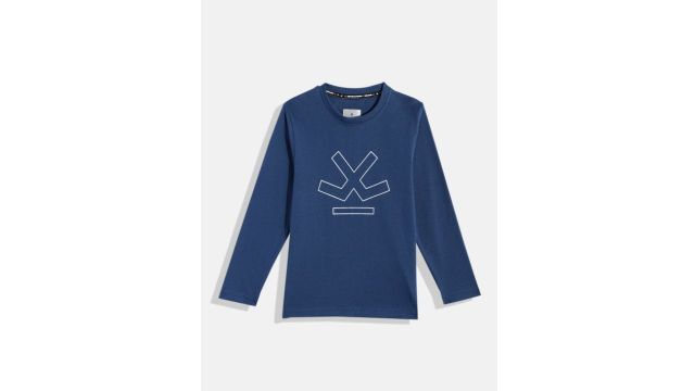 WROGN YOUTH Boys Brand Logo Print Indigo Knitted Slim Fit T-shirt