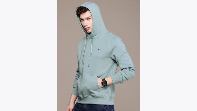 WROGNSolid Pullover Hooded Sweatshirt