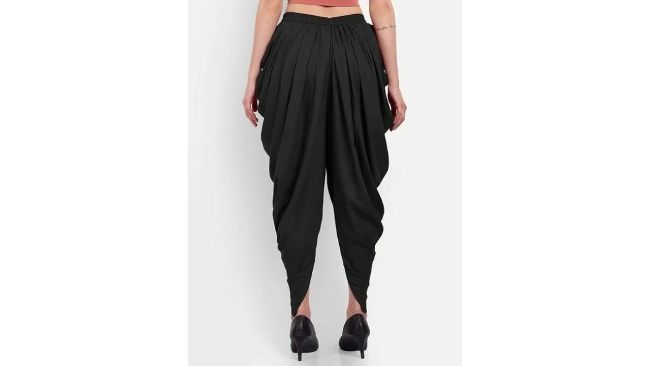 YK Creation Solid Black Maroon Loose Fit Rayon Harem/Dhoti Pant Pack of 2