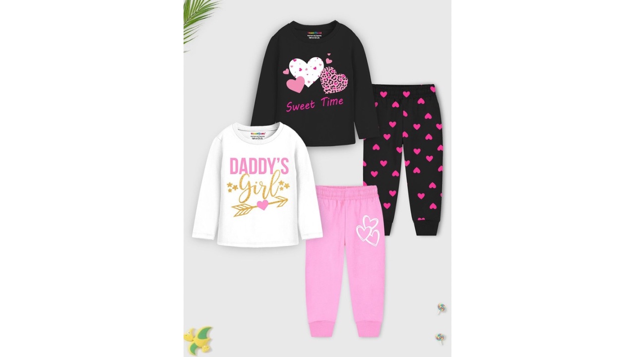 YK X TrampolineGirls Pack Of 2 Printed T-shirt with Trousers