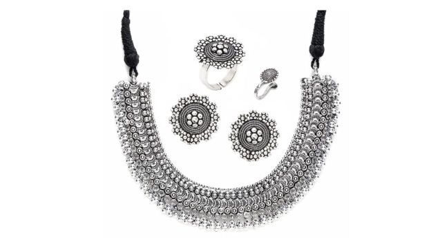 YouBella Jewellery Set for Women Oxidised Silver