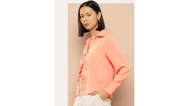 her by invictus Tie Up Front Shirt Style Top