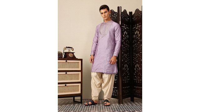 houseof ptaudi Floral Yoke Design Angrakha Sequinned Jashn Kurta with Salwar