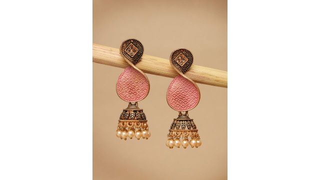 ADIVA Gold-Plated Contemporary Jhumkas