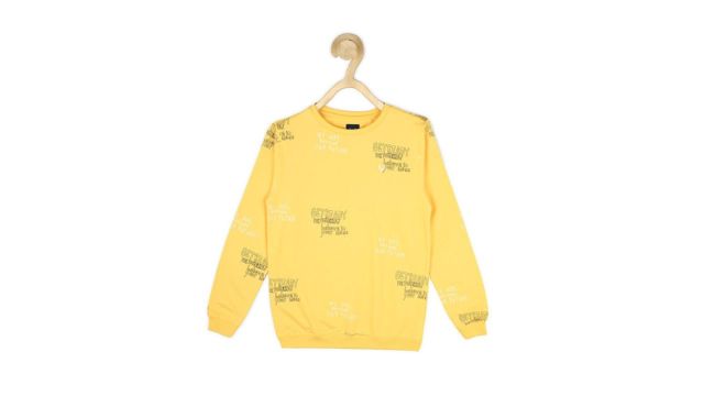 Allen Solly Junior Boys Typography Printed Sweatshirt (Yellow/Black)