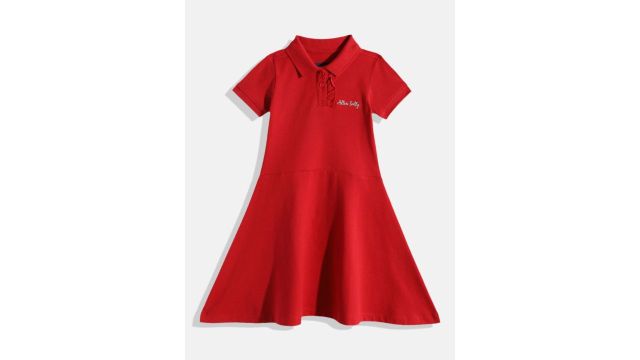 Allen Solly Junior Girls Ruffled Pure Cotton A-Line Dress