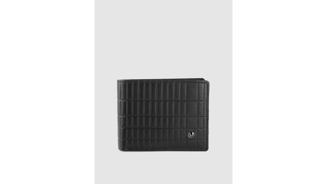 Allen Solly Men Geometric Textured Leather Two Fold Wallet
