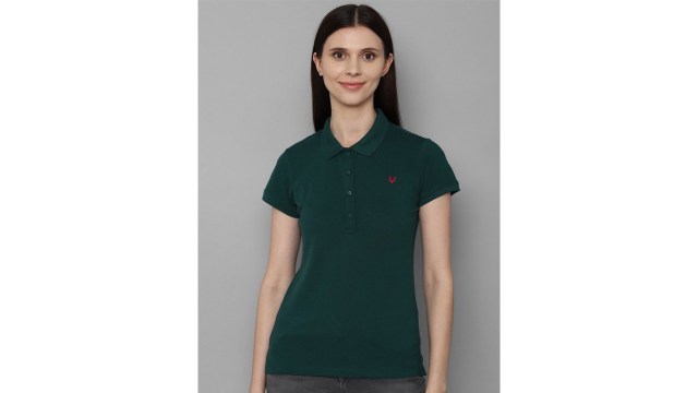 Allen Solly WomanWomen Green Polo Collar T-shirt