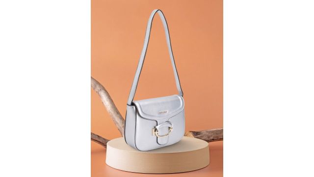 Allen Solly Women Solid Satchel (Silver‑Toned)