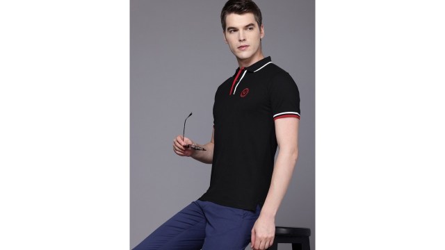 Allen SollyMen Polo Collar Contrast Tipped T-shirt
