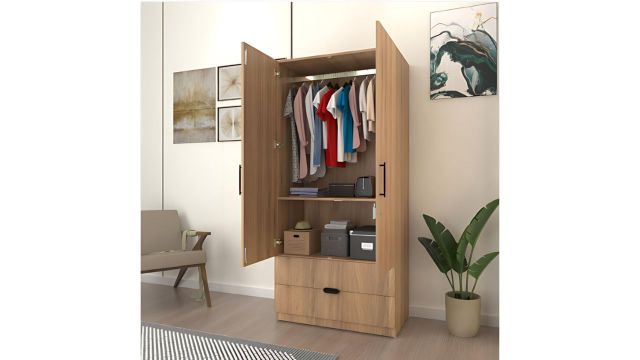 Amazon Brand - Solimo Cavaro Mega 2 Door Engineered Wood Wardrobe