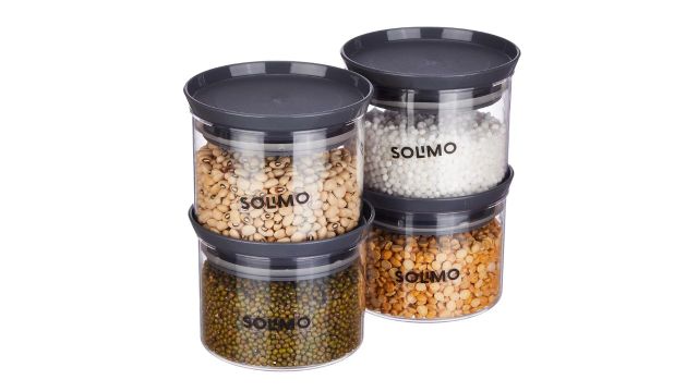 Amazon Brand - Solimo Plastic Storage Jar and Container Set (Set of 4, 500ml)
