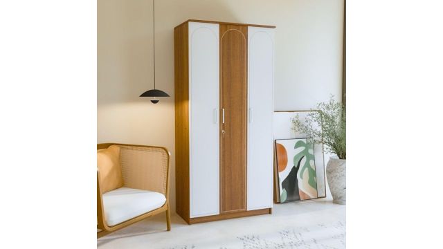 Amazon Brand - Solimo Trio Engineered Wood 3-Door Wardrobe