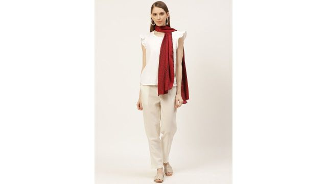 Anouk Women Maroon & Black Printed Scarf