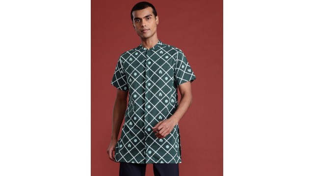 AnoukMen Cotton Geometric Indie Prints Kurta