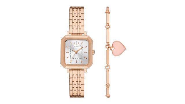 Armani Exchange Women Embellished Dial & Straps Analogue Watch AK_AX7164SET