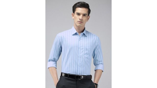 Arrow Manhattan Slim Fit Striped Pure Cotton Formal Shirt