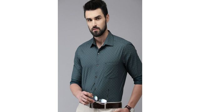 Arrow Men Blue Original Slim Fit Polka-Dots Printed Pure Cotton Formal Shirt