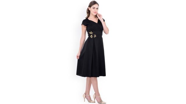 Athena Women Black Fit & Flare Dress