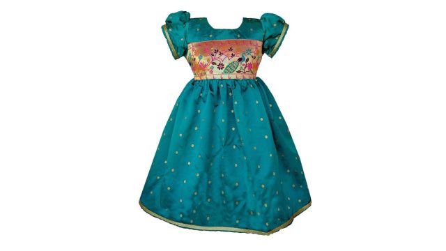 BAESD Girls Self Design Puff Sleeve Fit & Flare Dress