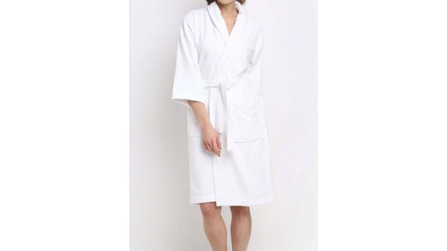 BOMBAY DYEING White Pure Cotton Bath Robe