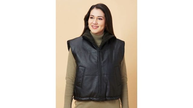 Being Human Crop Leather Jacket