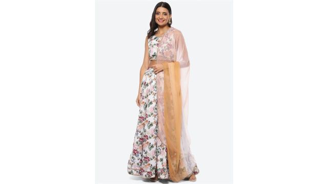 Biba Plus Size Printed Ready to Wear Lehenga Choli With Dupatta