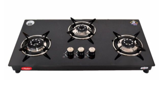 Black Toughened Glass Top 3‑Burner, Automatic