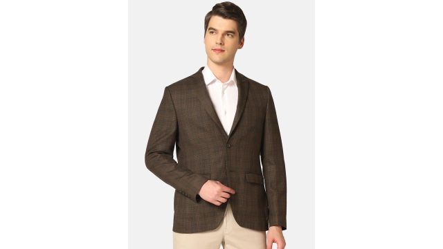 Blackberrys Checked Slim-Fit Single-Breasted Formal Blazer