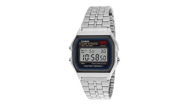 CASIO Vintage A159WA‑N1DF (Black Dial, Silver Bracelet)