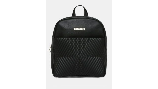 Caprese Leo Women Medium Backpack (Black, Textured Leather)