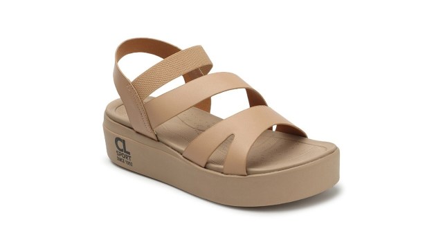 Carlton London sportsBeige Open Toe Flatform Heels With Backstrap