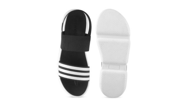Catwalk Black & White Striped Flatform Sandals