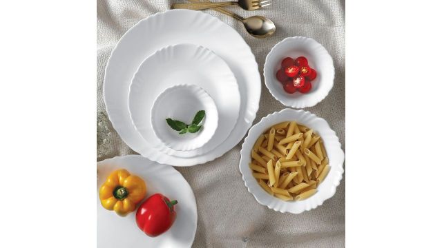 Cello Opalware Imperial Series Plain Dinner Set, 6Pcs