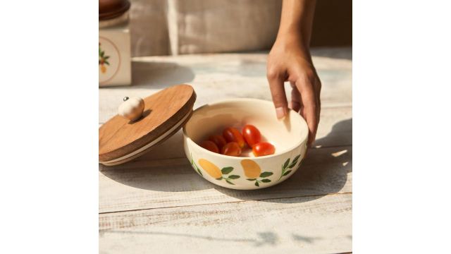 Chumbak Ceramic Serenade Storage Bowl with Lid
