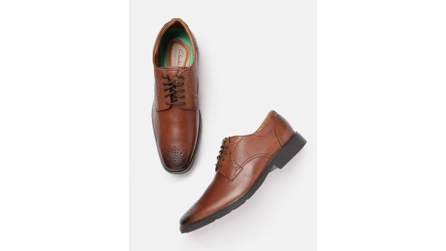 Clarks Men Derbys Half Brogues Leather Formal Shoes