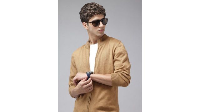 ColorPlus Mock Collar Knitted Cardigan Sweater