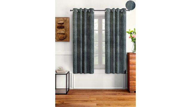 Cortina Grey Set of 2 Room Darkening Velvet Window Curtain