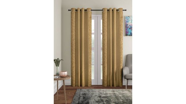 Cortina Set Of 2 Brown Self-Design Long Door Curtains