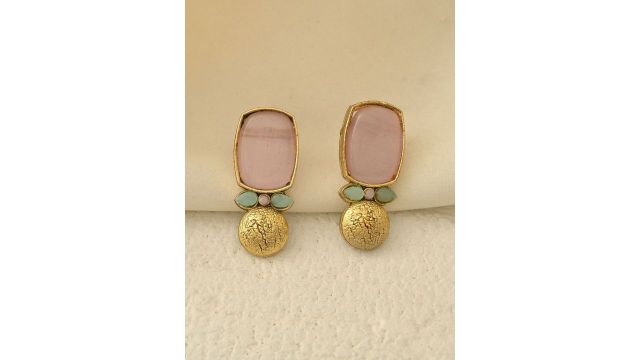 DASTOOR Gold-Plated Geometric Shaped Artificial Stones Drop Earrings