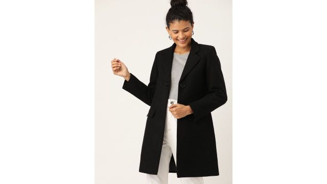 DressBerry Bizwear Black Single‑Breasted Overcoat